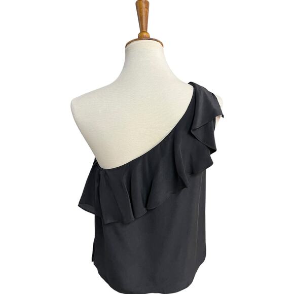 Anthropologie Maeve 100% Silk One Shoulder Ruffle Top Blouse Size 10 - Picture 8 of 11
